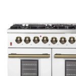 FORNO Galiano 48" 6.58 cu. ft. Dual Fuel Range with 8 Sealed Burners and Griddle in White with Antique Brass Accents, FFSGS6156-48WHT - Image 2