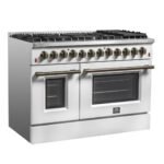FORNO Galiano 48" 6.58 cu. ft. Dual Fuel Range with 8 Sealed Burners and Griddle in White with Antique Brass Accents, FFSGS6156-48WHT - Image 15