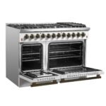 FORNO Galiano 48" 6.58 cu. ft. Dual Fuel Range with 8 Sealed Burners and Griddle in White with Antique Brass Accents, FFSGS6156-48WHT - Image 4