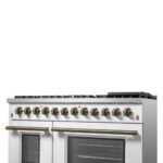 FORNO Galiano 48" 6.58 cu. ft. Dual Fuel Range with 8 Sealed Burners and Griddle in White with Antique Brass Accents, FFSGS6156-48WHT - Image 8