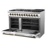 FORNO Galiano 48" 6.58 cu. ft. Dual Fuel Range with 8 Sealed Burners and Griddle in White with Antique Brass Accents, FFSGS6156-48WHT - Image 10