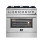 FORNO Marco 36" 5.36 cu. ft. Dual Fuel Range in Stainless Steel with 6 Sealed Burners, FFSGS6197-36