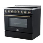 FORNO Paolo 36" 5.44 cu. ft. Freestanding Electric Range with True Convection Oven in Black with Antique Brass Accents, FFSEL6011-36BLK - Image 9