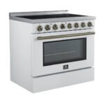 FORNO Paolo 36" 5.44 cu. ft. Freestanding Electric Range with True Convection Oven in White with Antique Brass Accents, FFSEL6011-36WHT - Image 5