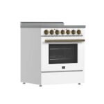 FORNO Paolo 30" 4.38 cu. ft. Freestanding Electric Range in White with Antique Brass Handles, FFSEL6011-30WHT - Image 4