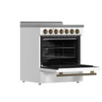 FORNO Paolo 30" 4.38 cu. ft. Freestanding Electric Range in White with Antique Brass Handles, FFSEL6011-30WHT - Image 5