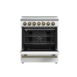 FORNO Paolo 30" 4.38 cu. ft. Freestanding Electric Range in White with Antique Brass Handles, FFSEL6011-30WHT - Image 2