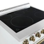 FORNO Paolo 30" 4.38 cu. ft. Freestanding Electric Range in White with Antique Brass Handles, FFSEL6011-30WHT - Image 7