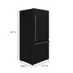 FORNO Espresso Milano 31" 17.2 cu. ft. Right Swing Refrigerator and Bottom Freezer in Black with Antique Brass Handles, FFFFD1785-31BLK - Image 7