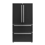 FORNO Espresso Moena 36" 19.2 cu. ft. Refrigerator with Ice Maker in Black with Antique Brass Handles, FFRBI1820-36BLK - Image 2