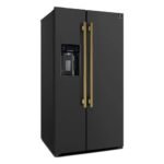 FORNO Espresso Salerno 36" 20 cu. ft. Side-By-Side Refrigerator with Water and Ice Dispenser in Black with Antique Brass Handles - Image 3