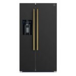 FORNO Espresso Salerno 36" 20 cu. ft. Side-By-Side Refrigerator with Water and Ice Dispenser in Black with Antique Brass Handles