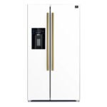 FORNO Espresso Salerno 36" 20 cu. ft. Side-By-Side Refrigerator with Water and Ice Dispenser in White with Silver Handles