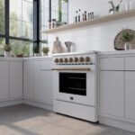 FORNO Paolo 30" 4.38 cu. ft. Freestanding Electric Range in White with Antique Brass Handles, FFSEL6011-30WHT - Image 13