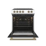 FORNO Espresso Leonardo 30" 5 cu. ft. Electric Range in White with Antique Brass Handles, FFSEL6012-30WHT - Image 2
