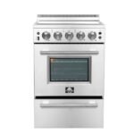 FORNO Loiano 24" 2.3 cu. ft. Freestanding Electric Range with 4 Element Burners in Stainless Steel, FFSEL6069-24