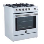 FORNO Espresso Leonardo 30" 5 cu. ft. Gas Range in White with Silver Handles, FFSGS1116-30WHT - Image 7