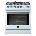 FORNO Espresso Leonardo 30" 5 cu. ft. Gas Range in White with Silver Handles, FFSGS1116-30WHT - Image 6