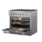 FORNO Galiano 36" 5.36 cu. ft. Dual Fuel Range with 6 Italian Burners in Stainless Steel, FFSGS6156-36 - Image 4