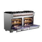 FORNO Capriasca 60" 8.64 cu. ft. Dual Fuel Range with 10 Italian Burners in Stainless Steel, FFSGS6187-60 - Image 5