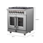 FORNO Massimo 30″ 4.32 cu. ft. Freestanding French Door Dual Fuel Range with 5 Burners, FFSGS6325-30 - Image 4