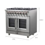 FORNO Massimo 36" 5.36 cu. ft. Freestanding French Door Dual Fuel Range with 6 Burners, FFSGS6325-36 - Image 3