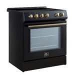FORNO Espresso Leonardo 30" 5 cu. ft. Induction Range with Knob Control in Black and Antique Brass Accents, FFSIN0982-30BLK - Image 3