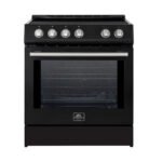 FORNO Espresso Leonardo 30" 5 cu. ft. Induction Range with Knob Control in Black and Antique Brass Accents, FFSIN0982-30BLK - Image 2