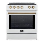 FORNO Espresso Leonardo 30" 5 cu. ft. Induction Range with Knob Control in White and Silver Accents, FFSIN0982-30WHT
