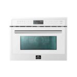 FORNO Espresso Oliena 24" 1.6 cu. ft. Built-In Microwave Oven in White with Silver Handles, FMWDR3093-24WHT