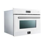 FORNO Espresso Oliena 24" 1.6 cu. ft. Built-In Microwave Oven in White with Silver Handles, FMWDR3093-24WHT - Image 2