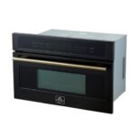 FORNO Espresso Oliena 30" 1.6 cu. ft. Built-In Microwave Oven in Black with Antique Brass Handles, FMWDR3093-30BLK - Image 3