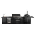 FORNO All’Aperto Outdoor Kitchen Set - 87,600 BTU Gas Grill with 4 Burners + Side Burner, Gas Pizza Oven, Sink Module/Beverage Center with Black Sintered Stone Countertop - Image 2