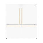 FORNO Espresso Milano 62" 34.4 cu. ft. Side-By-Side Refrigerator with Ice Maker in White with Antique Brass Accents, FFFFD1787-60WHT