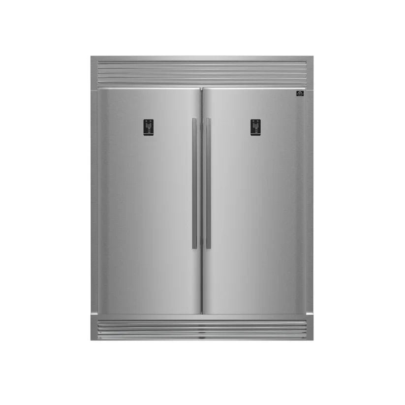 Fridge_FFFFD1933-60S_V2_Front_09c257da-cadd-43c2-9f6b-cfcf10bd6de8 FORNO Rizzuto 60" 27.6 cu. ft. Refrigerator & Freezer in Stainless Steel with Grill Trim Kit, FFFFD1933-60S - Image 1