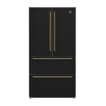 FORNO Espresso Moena 36" 19.2 cu. ft. Refrigerator with Ice Maker in Black with Silver Handles, FFRBI1820-36BLK