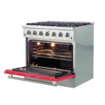 FORNO Galiano 36" 5.36 cu. ft. Gas Range with 6 Italian Burners in Red, FFSGS6244-36RED - Image 4