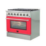 FORNO Galiano 36" 5.36 cu. ft. Gas Range with 6 Italian Burners in Red, FFSGS6244-36RED - Image 3