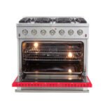FORNO Galiano 36" 5.36 cu. ft. Gas Range with 6 Italian Burners in Red, FFSGS6244-36RED - Image 2
