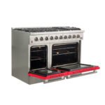 FORNO Galiano 48" 6.58 cu. ft. Gas Range with 8 Italian Burners in Red, FFSGS6244-48RED - Image 4