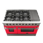 FORNO Galiano 48" 6.58 cu. ft. Gas Range with 8 Italian Burners in Red, FFSGS6244-48RED - Image 5