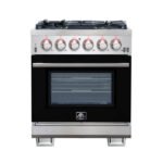 FORNO Capriasca 30″ 4.32 cu. ft. Gas Range with 5 Italian Burners in Black, FFSGS6260-30BLK