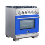 FORNO Capriasca 30″ 4.32 cu. ft. Gas Range with 5 Italian Burnerse in Blue, FFSGS6260-30BLU - Image 3