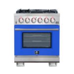 FORNO Capriasca 30″ 4.32 cu. ft. Gas Range with 5 Italian Burnerse in Blue, FFSGS6260-30BLU