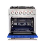 FORNO Capriasca 30″ 4.32 cu. ft. Gas Range with 5 Italian Burnerse in Blue, FFSGS6260-30BLU - Image 2