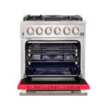 FORNO Capriasca 30″ 4.32 cu. ft. Gas Range with 5 Italian Burners in Red, FFSGS6260-30RED - Image 2