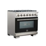 FORNO Capriasca 36" 5.36 cu. ft. Gas Range with 6 Italian Burners in Black, FFSGS6260-36BLK - Image 4