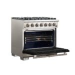 FORNO Capriasca 36" 5.36 cu. ft. Gas Range with 6 Italian Burners in Black, FFSGS6260-36BLK - Image 3