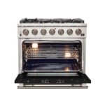 FORNO Capriasca 36" 5.36 cu. ft. Gas Range with 6 Italian Burners in Black, FFSGS6260-36BLK - Image 2