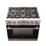 FORNO Capriasca 36" 5.36 cu. ft. Gas Range with 6 Italian Burners in Black, FFSGS6260-36BLK - Image 5